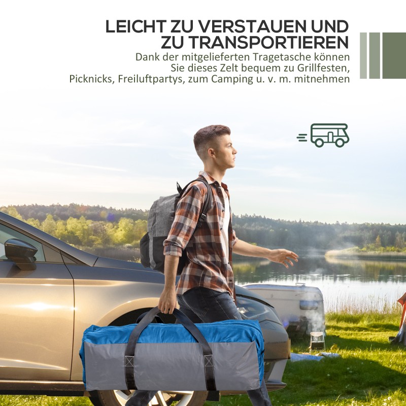 Puutarhakatos 3,5 x 3,5 m, polyesteri/lasikuitu, 6–8 hlö, vaaleansininen