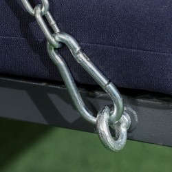 Puutarhakeinu 3 hengelle, teräsrunko, säädettävä aurinkokatos, 198 x 118 x 168 cm, tummansininen-musta