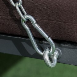 Puutarhakeinu 3 hengelle, metallirunko, säädettävä aurinkokatos, 198 x 118 x 168 cm, ruskea