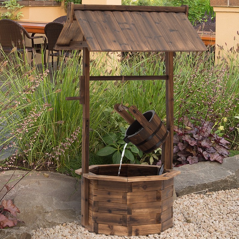 Puutarhasuihkulähde puinen vesiaihe tannenpuu 68 x 57 x 118 cm ruskea