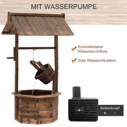 Puutarhasuihkulähde puinen vesiaihe tannenpuu 68 x 57 x 118 cm ruskea