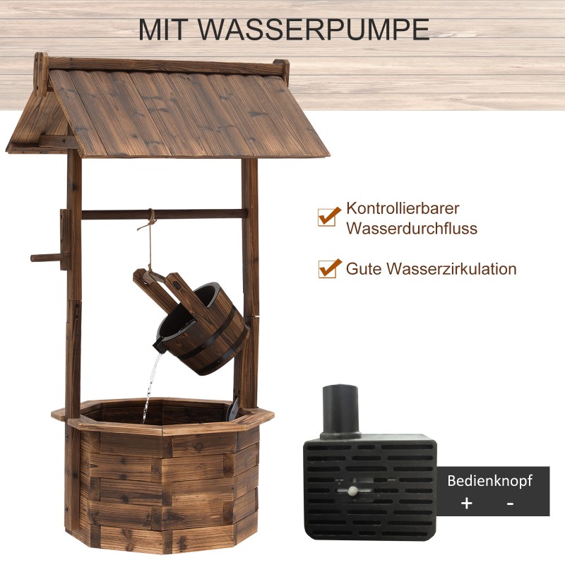 Puutarhasuihkulähde puinen vesiaihe tannenpuu 68 x 57 x 118 cm ruskea