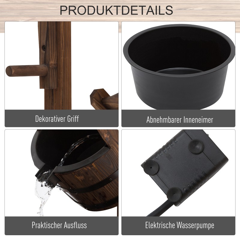 Puutarhasuihkulähde puinen vesiaihe tannenpuu 68 x 57 x 118 cm ruskea