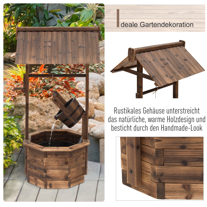Puutarhasuihkulähde puinen vesiaihe tannenpuu 68 x 57 x 118 cm ruskea