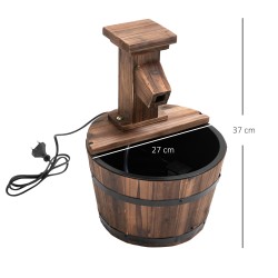 Puutarhan vesiaihe puuämpäriin, kuusipuu ja metalli, Ø27 x 37 cm, tumma luonnonpuu