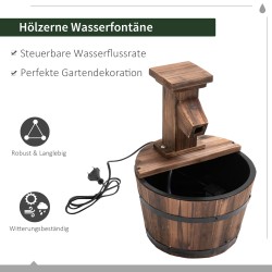 Puutarhan vesiaihe puuämpäriin, kuusipuu ja metalli, Ø27 x 37 cm, tumma luonnonpuu
