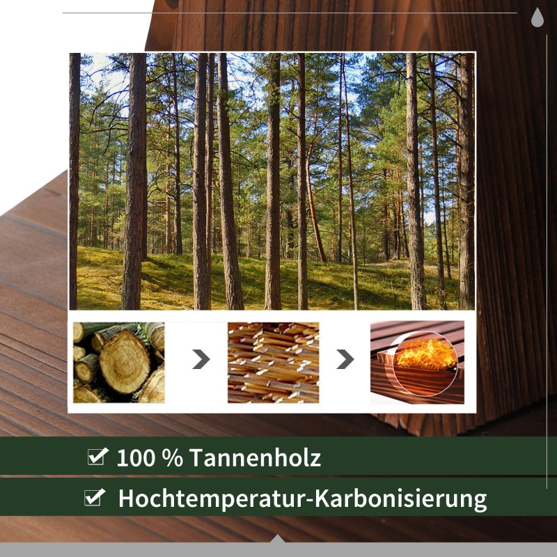 Puutarhan vesiaihe puuämpäriin, kuusipuu ja metalli, Ø27 x 37 cm, tumma luonnonpuu