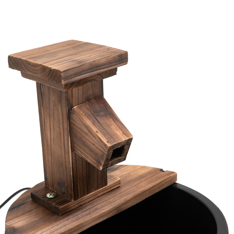 Puutarhan vesiaihe puuämpäriin, kuusipuu ja metalli, Ø27 x 37 cm, tumma luonnonpuu