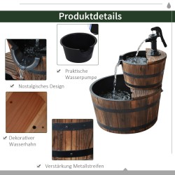 Puutarhasuihkulähde 2-tasoinen puinen vesiallas sisä- ja ulkokäyttöön 44,5 x 44,5 x 58,5 cm tummanruskea