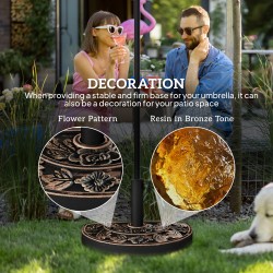 Aurinkovarjon jalka puolipyöreä teräsputki 9 kg pronssi Ø3,8–4,8 cm parvekkeelle ja terassille