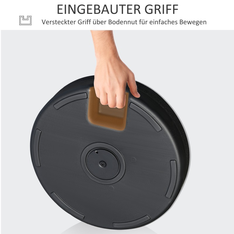 Aurinkovarjon jalka 22–25 kg täytettävä pyöreä HDPE 38/48 mm musta