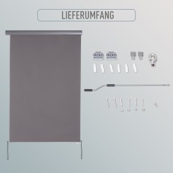 Pystysuuntainen parveke- ja terassikaihdin, alumiini/polyesteri, 200 x 120 cm, harmaa