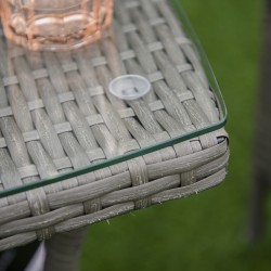 Parvekekalustesetti 2 henkilölle, 3-osainen polyrottinki/metalli, tyynyt ja lasipöytä, harmaa