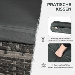 Parvekekalustesetti 2 hengelle, 3 osaa, PE-rottinki/metalli, karkaistu lasipöytä, tummanharmaa