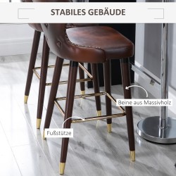 Baarituolit ruokapöydän tai saarekkeen ääreen, keinonahka, puu/metalli, 52x53x101 cm, 2 kpl, ruskea