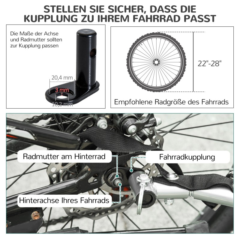 Koiran pyöräkärry / koiranhäkki polkupyörään, teräsrunko, 20 kg, 20" renkaat, punainen/musta