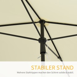 Aurinkovarjo parvekkeelle ja puutarhaan, alumiinirunko, 198 x 130 x 245 cm, kermanvalkoinen