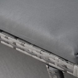 Polyrottinkinen puutarhasohva 2‑hengen, teräsrunko, selkä- ja istuintyynyt, harmaa 129 x 63 x 67 cm