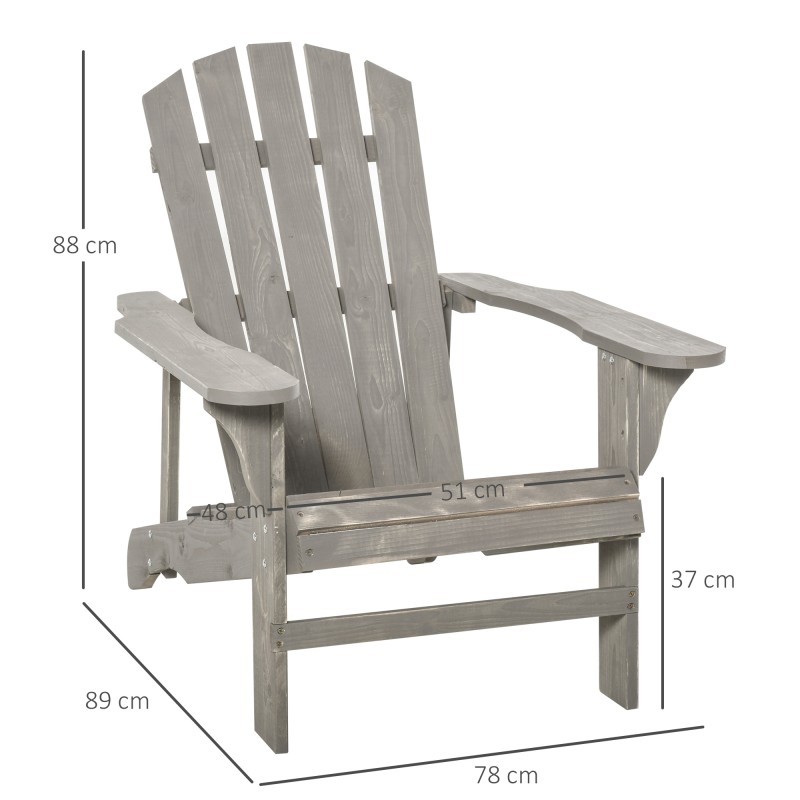 Adirondack puutarhatuoli ulkokäyttöön, säänkestävä tannenholz, hellgrau, 78x89x88 cm