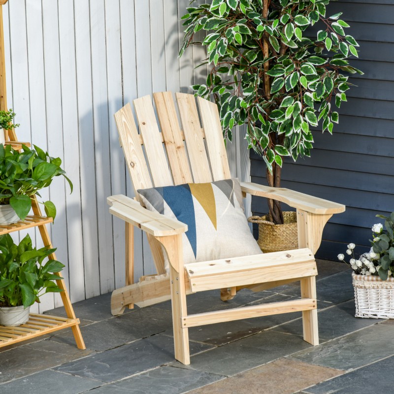 Adirondack puutarhatuoli ulkokäyttöön, tannenpuu, korkea selkänoja, leveät käsinojat, naturholz