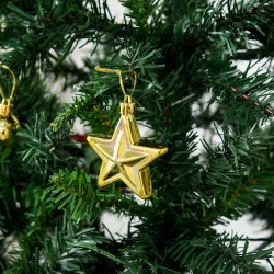 Keinotekoinen joulukuusi 180 cm, 745 oksankärkeä, LED-valot 200 kpl, koristepallot ja metallijalka, vihreä