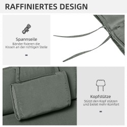 Lepotuolin pehmuste päätytyynyllä, polyesteri, 198 x 53 x 5 cm, harmaa