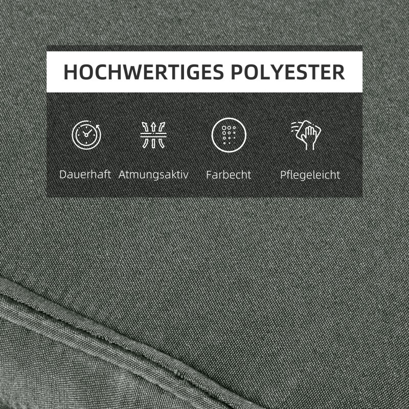 Lepotuolin pehmuste päätytyynyllä, polyesteri, 198 x 53 x 5 cm, harmaa