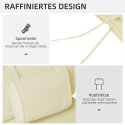 Lepotuolin pehmuste päätyynyllä, polyesteri, 198 x 53 x 5 cm, kermanvalkoinen (vain pehmuste)