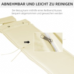 Lepotuolin pehmuste päätyynyllä, polyesteri, 198 x 53 x 5 cm, kermanvalkoinen (vain pehmuste)