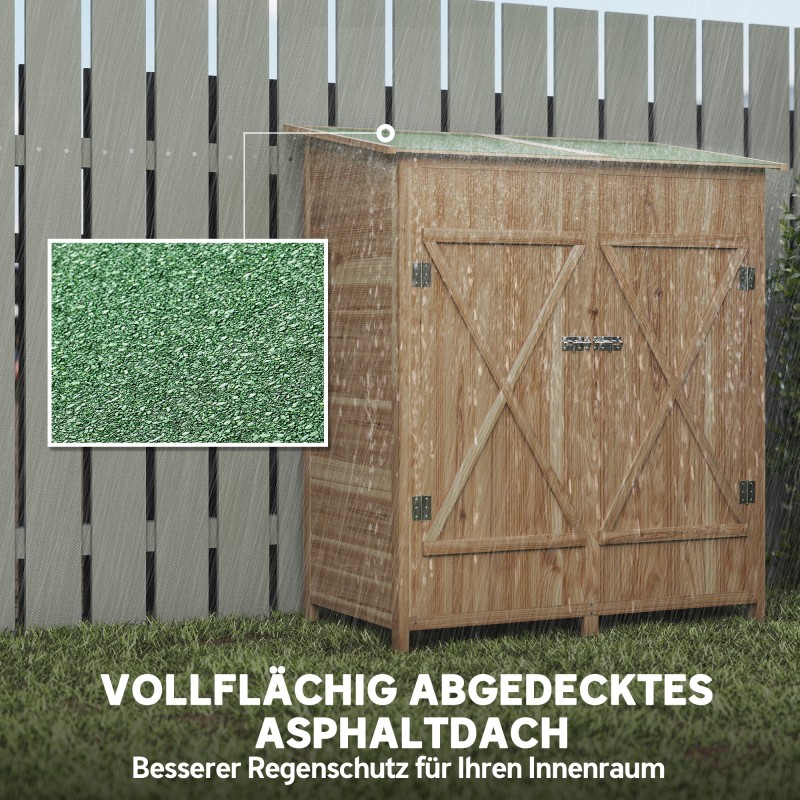 Puinen pihakaappi apupöydällä, kuusi, 140 x 75 x 157 cm, naturpuu