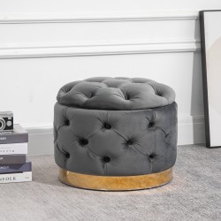 Säilytysrahi vintage-tyyliin, kangas ja metalli 55 x 55 x 42 cm, tummanharmaa