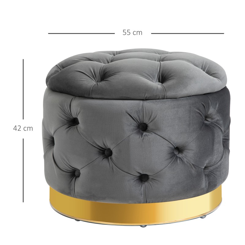 Säilytysrahi vintage-tyyliin, kangas ja metalli 55 x 55 x 42 cm, tummanharmaa