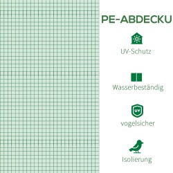 Kasvihuoneen vaihtokate 3 x 3 x 2 m tunnelikasvihuoneeseen, PE-muovi, vihreä