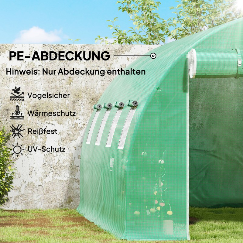 Kasvihuoneen vaihtopeite tunnelikasvihuoneeseen PE 400 x 300 x 200 cm läpinäkyvä vihreä