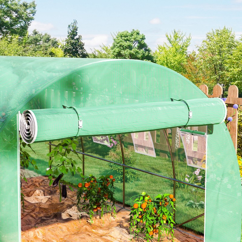 Kasvihuoneen vaihtopeite tunnelikasvihuoneeseen PE 400 x 300 x 200 cm läpinäkyvä vihreä
