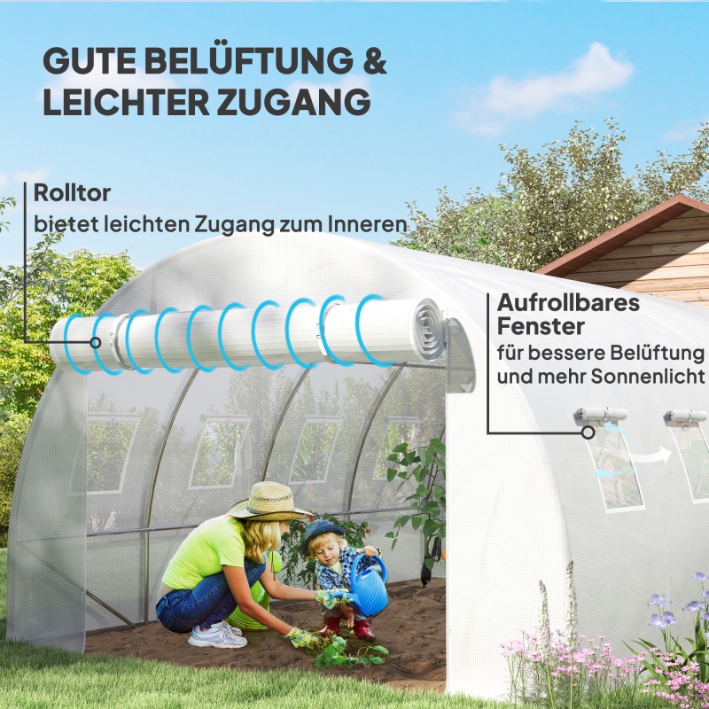 Kasvihuoneen vaihtopeite tunnelikasvihuoneeseen, PE-muovi, 400 x 300 x 200 cm, läpinäkyvä valkoinen