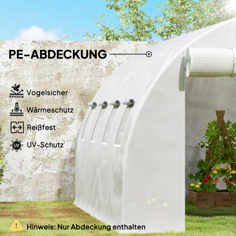 Kasvihuoneen vaihtopeite tunnelikasvihuoneeseen, PE-muovi, 400 x 300 x 200 cm, läpinäkyvä valkoinen