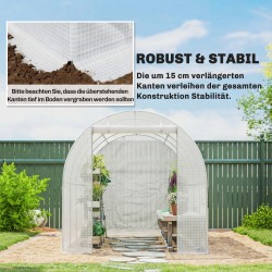 Kasvihuoneen vaihtopeite tunnelikasvihuoneeseen PE 4 x 2 m valkoinen, ovi ja 8 ikkunaa