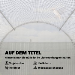 Kasvihuoneen vaihtopeite tunnelikasvihuoneeseen PE 4 x 2 m valkoinen, ovi ja 8 ikkunaa