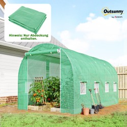 Tunnelikasvihuoneen päällyskangas PE-muovia 4 x 2 x 2 m, 8 ikkunaa, ovi, vihreä