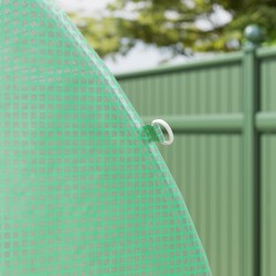 Tunnelikasvihuoneen päällyskangas PE-muovia 4 x 2 x 2 m, 8 ikkunaa, ovi, vihreä