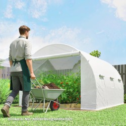 Kasvihuoneen vaihtopeite PE 3 x 3 m, rullattava ovi ja 6 ikkunaa, valkoinen