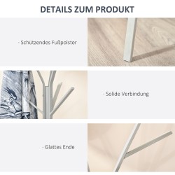 Naulakko hyllyllä ja 8 koukulla, metallirunko ja MDF, 45 x 45 x 180 cm, valkoinen