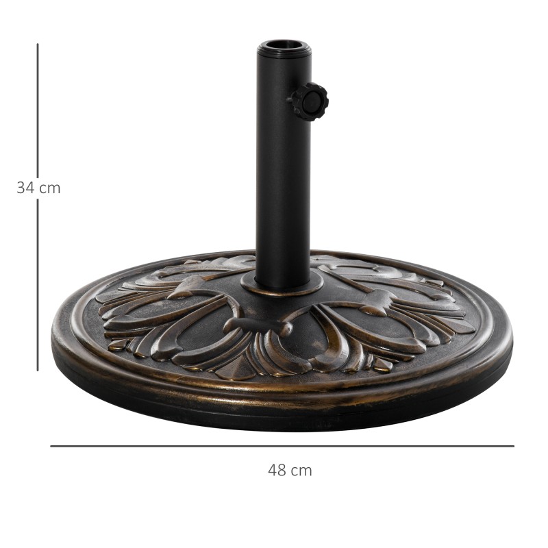 Aurinkovarjon jalka 13 kg, HDPE/ sementti/ metalli, Ø48 cm, adapterit 35/38/48 mm, pronssi