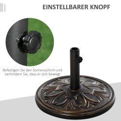 Aurinkovarjon jalka 13 kg, HDPE/ sementti/ metalli, Ø48 cm, adapterit 35/38/48 mm, pronssi