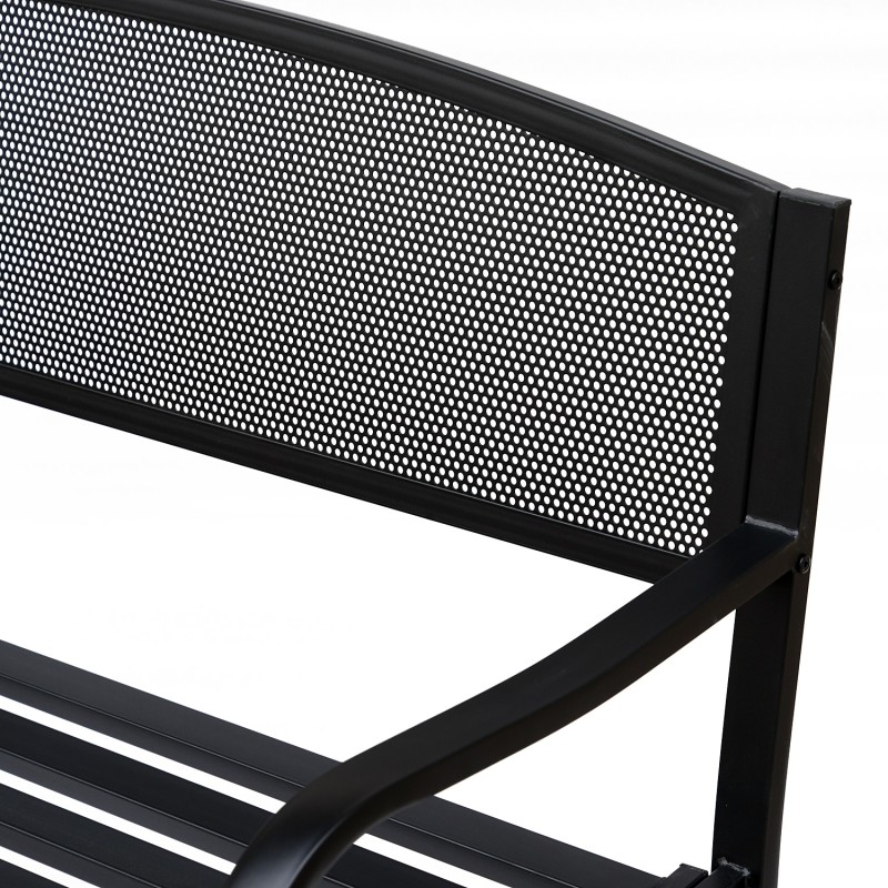 Puutarhapenkki 2‑hengen teräs 127 x 60 x 87 cm musta