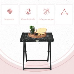 Taitettava parvekepöytä ulkokäyttöön, polyrottinki ja teräs, 40x40x40 cm, musta