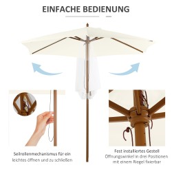 Aurinkovarjo ulkokäyttöön bamburunko Ø 2,5 m valkoinen