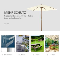 Aurinkovarjo ulkokäyttöön bamburunko Ø 2,5 m valkoinen