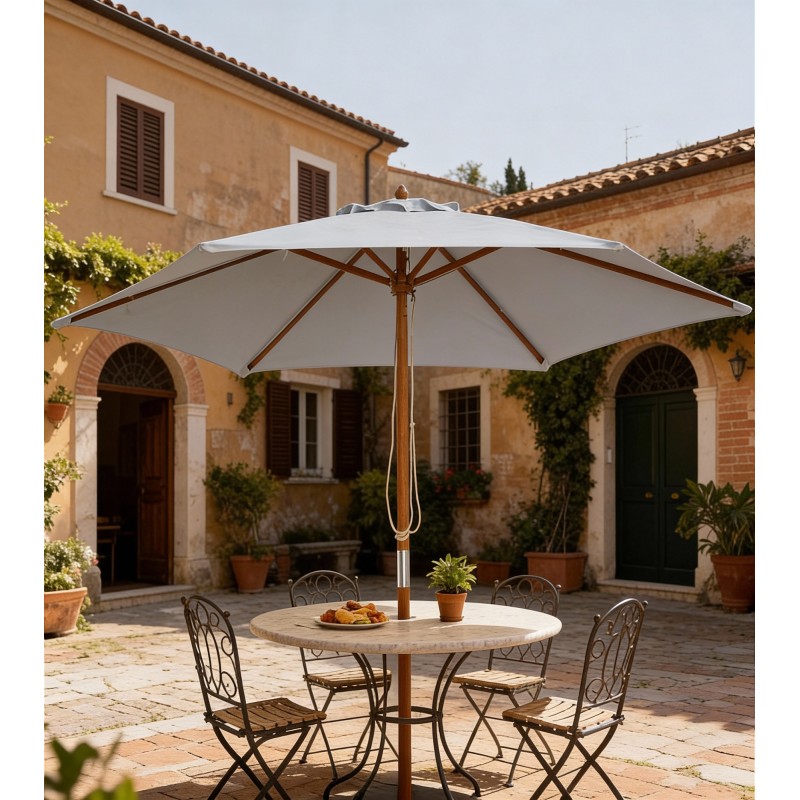 Aurinkovarjo bamburunko Ø 2,5 m harmaa parvekkeelle ja puutarhaan